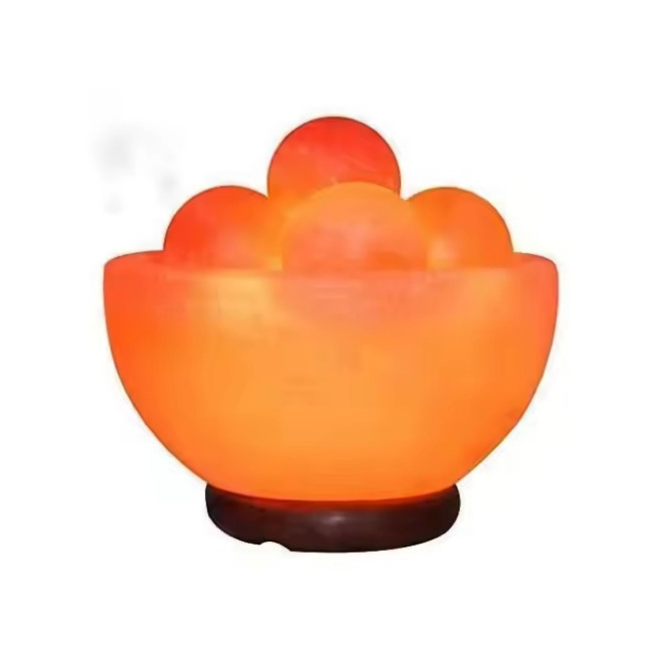 Carved salt bowl filled with glowing salt balls