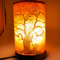 Printed Himalayan salt cylinder lamp glowing warm