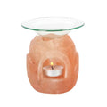 Salt flower candle holder with a glass plate and tealight