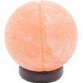 Hand-turned Himalayan salt sphere lamp glowing warm
