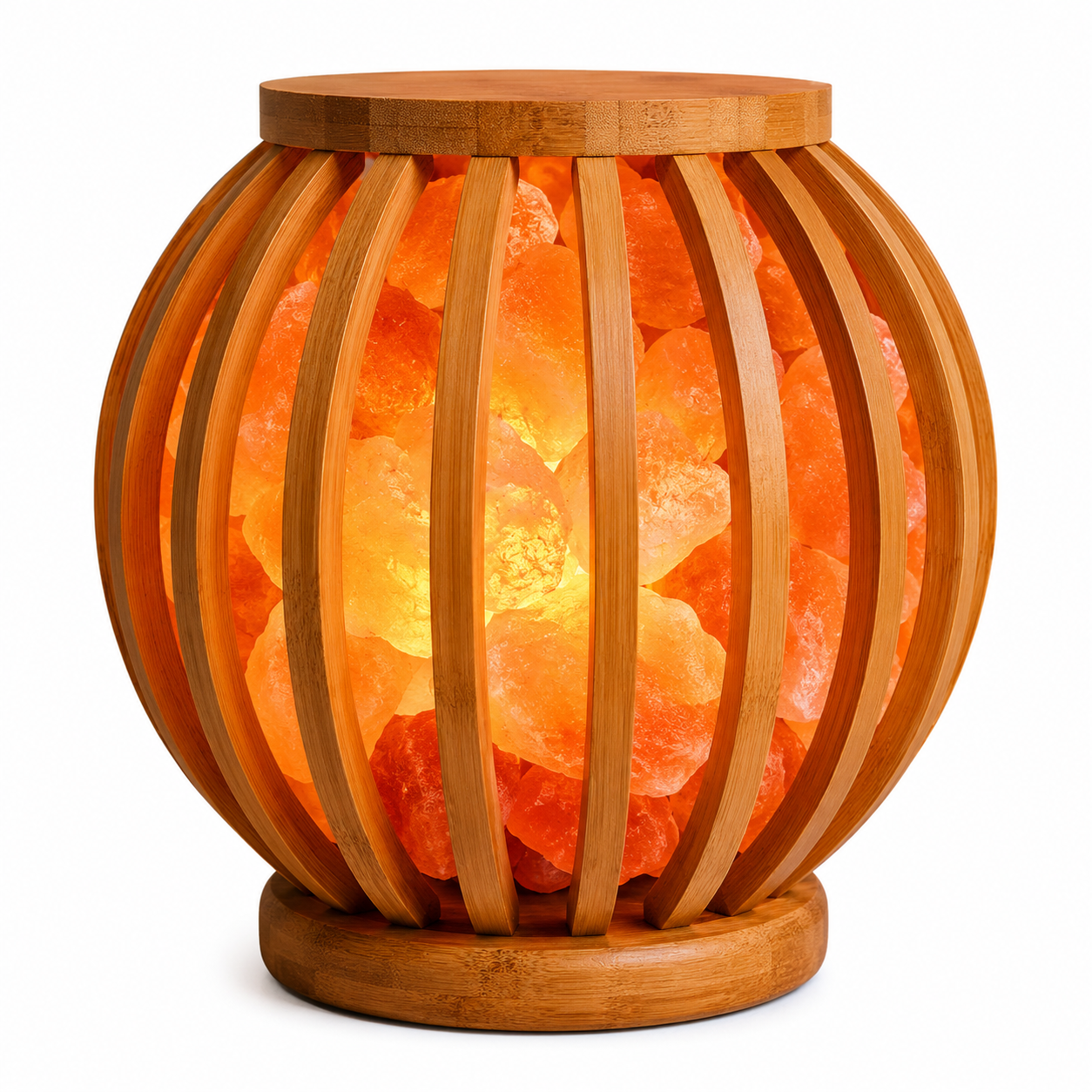 Globe Wooden Basket Salt Lamp (Chunks)