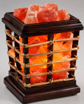 Rectangle Wooden Basket Salt Lamp (Chunks)
