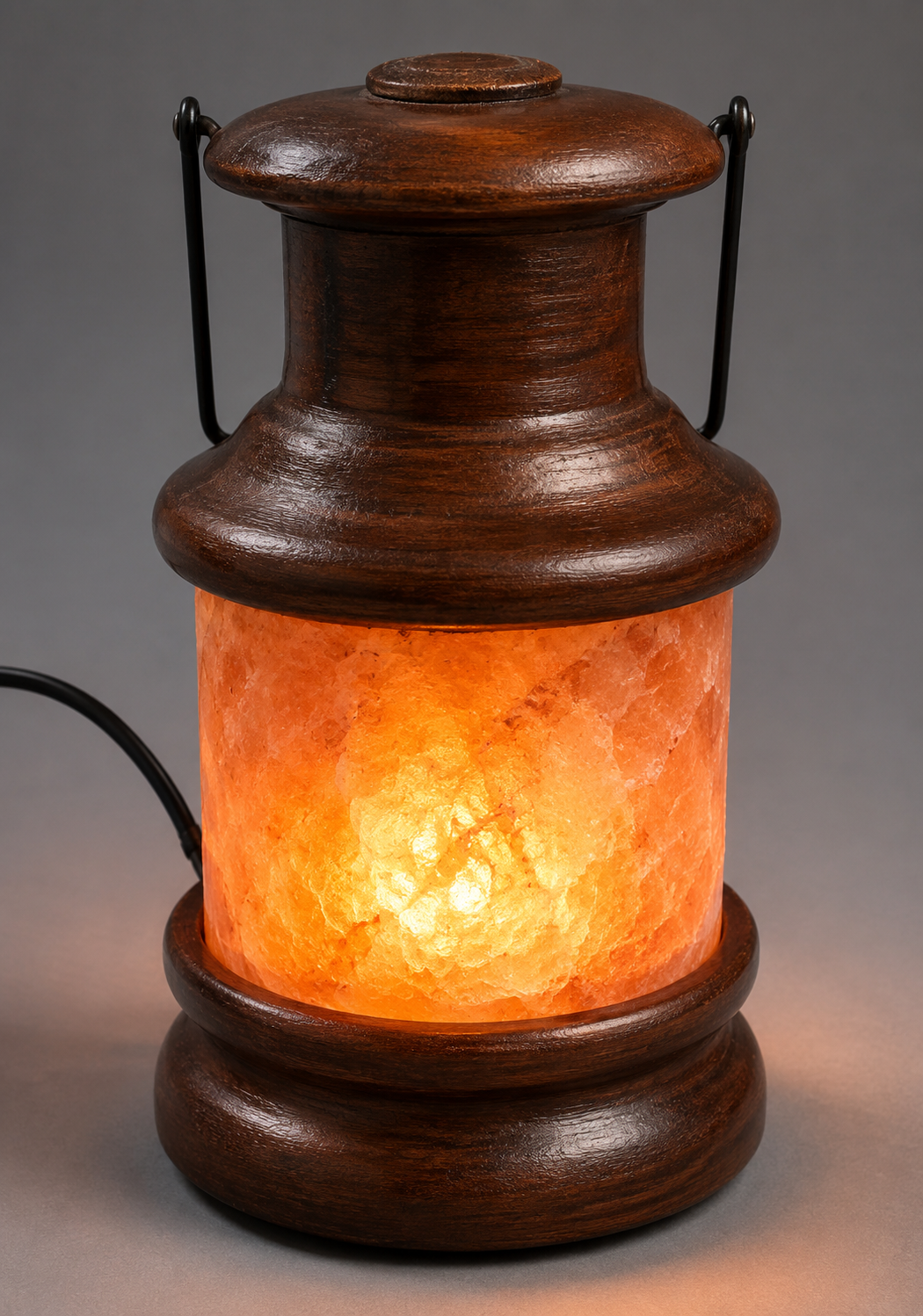 Wooden Lantern Salt Lamp
